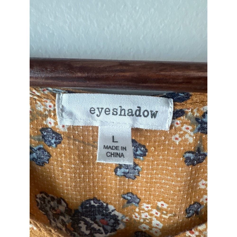 Mustard Floral Boho Blouse Large Flowy Cottagecore Fall Top Eye Shadow - Picture 4 of 8